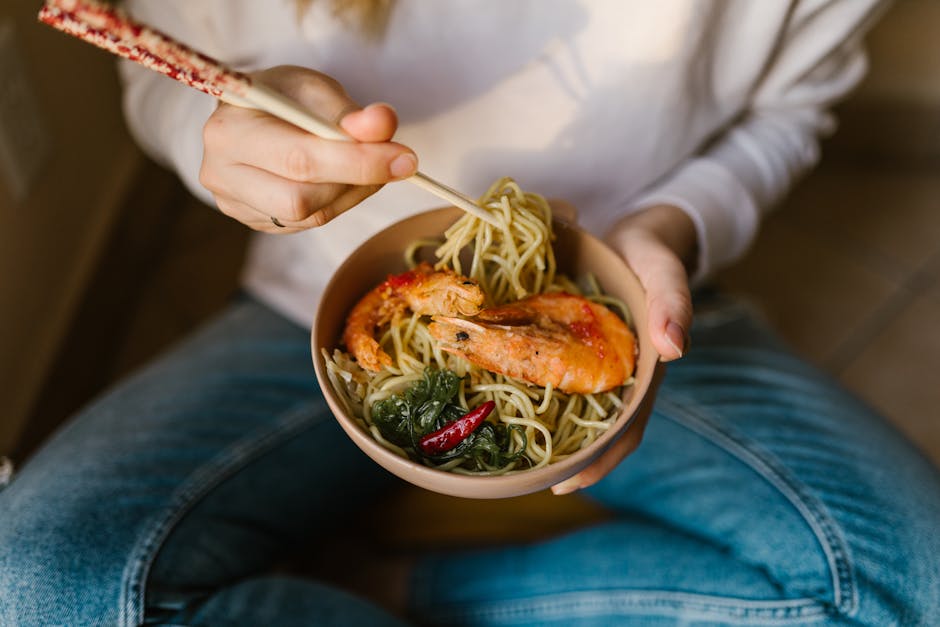 NOODLES CON GAMBAS Y ESPINACAS